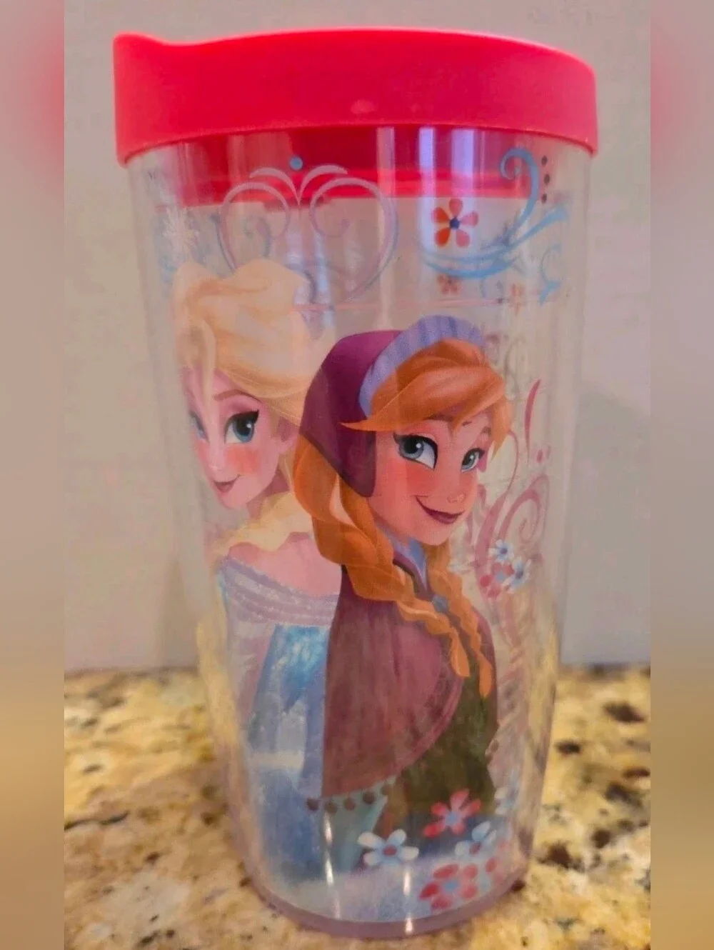 Tervis Disney Frozen Elsa & Anna 16 Oz Tumbler Cup with Pink Lid Hot or Cold